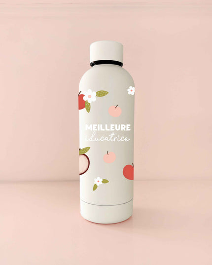 Bouteille isotherme crème - Meilleure éducatrice ou enseignante - Pommes