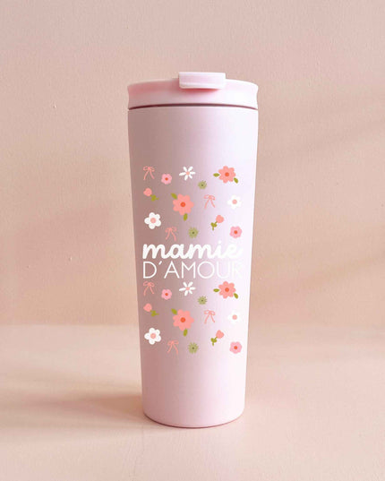 Gobelet isotherme 24oz - rose Mamie d'amour